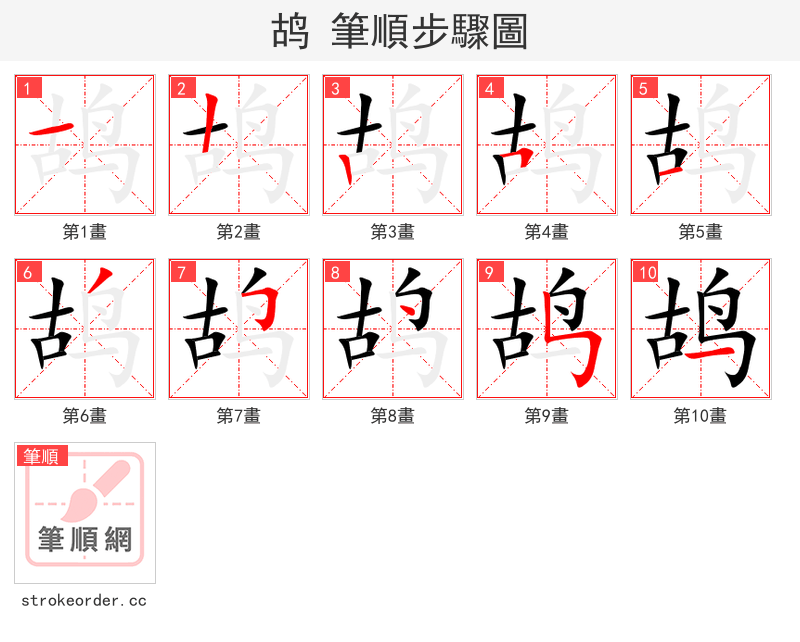 鸪 的笔顺分步演示