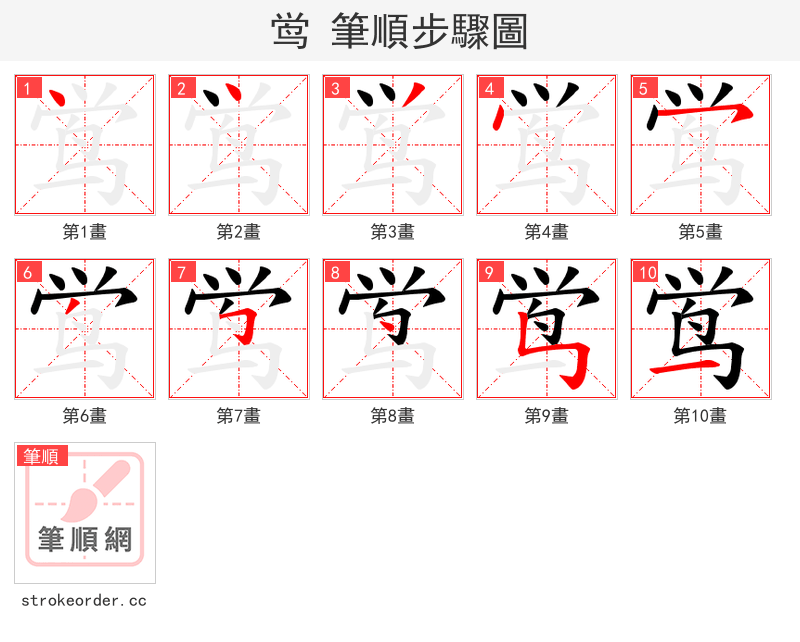 鸴 的笔顺分步演示