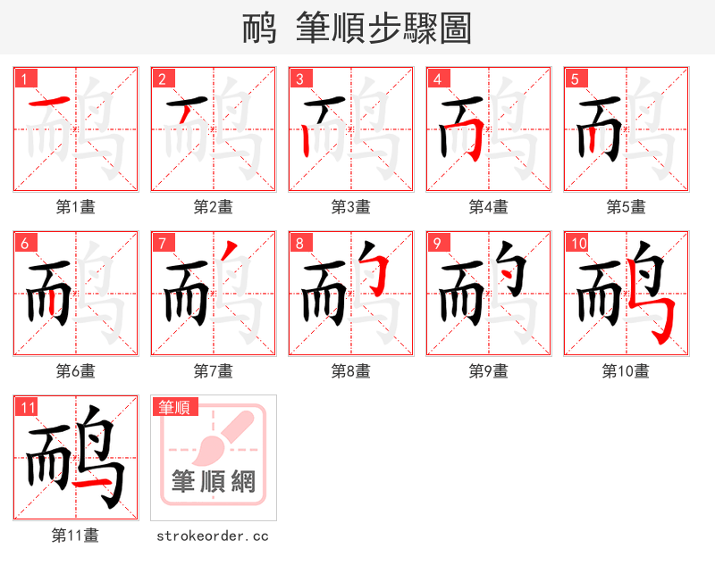 鸸 的笔顺分步演示
