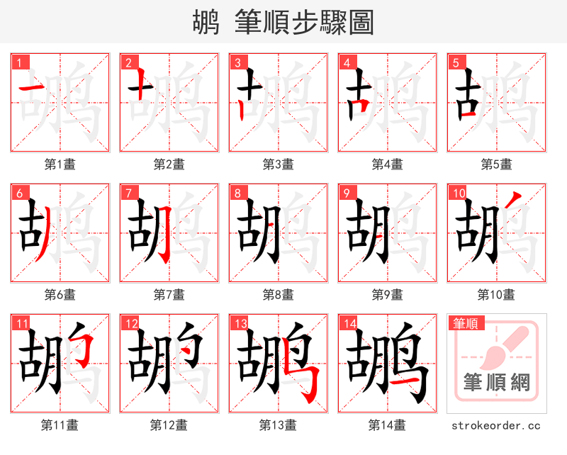 鹕 的笔顺分步演示