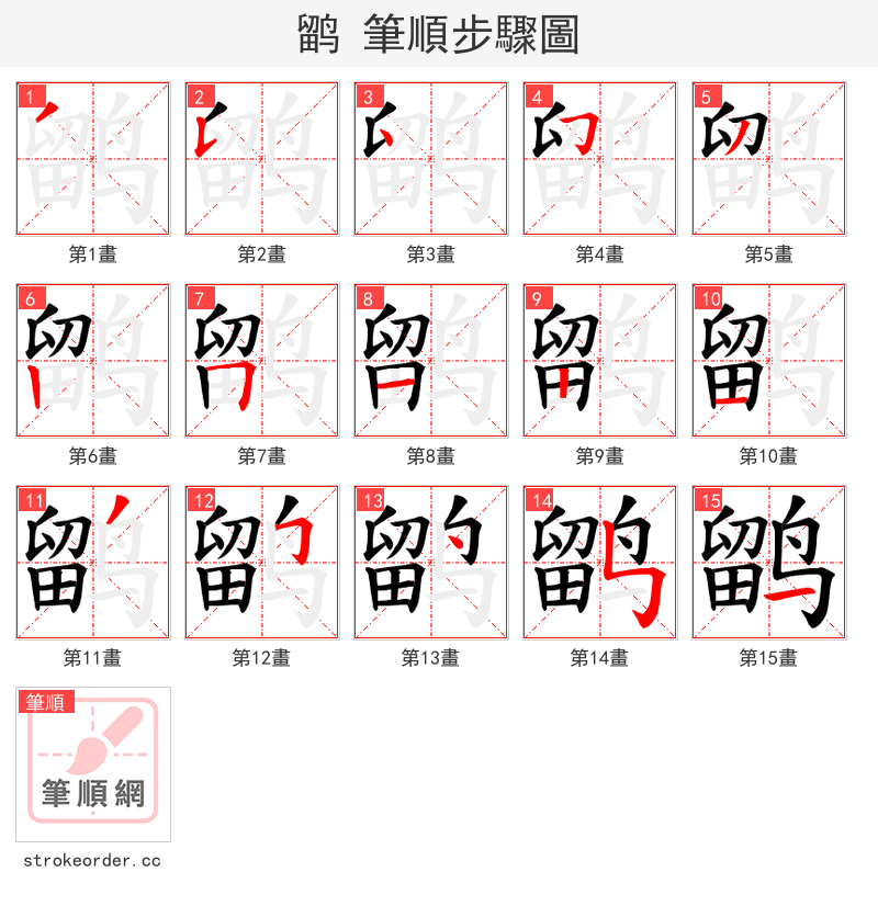 鹠 的笔顺分步演示