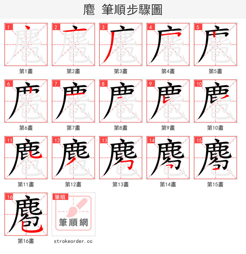 麅 的笔顺分步演示