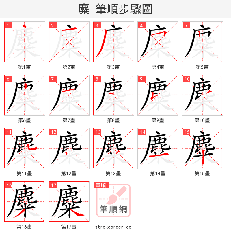 麋 的笔顺分步演示