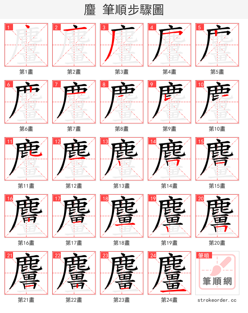 麠 的笔顺分步演示