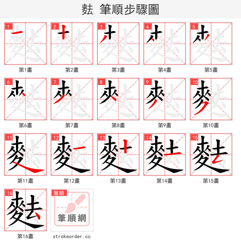麮 的笔顺分步演示