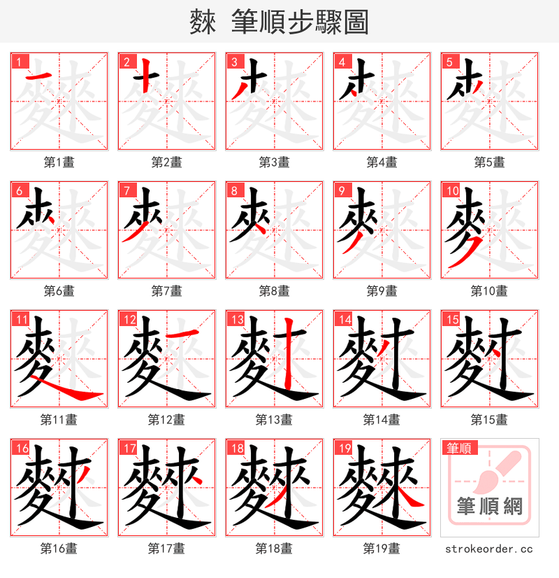 麳 的笔顺分步演示