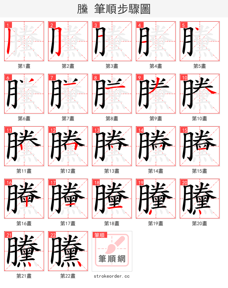 黱 的笔顺分步演示