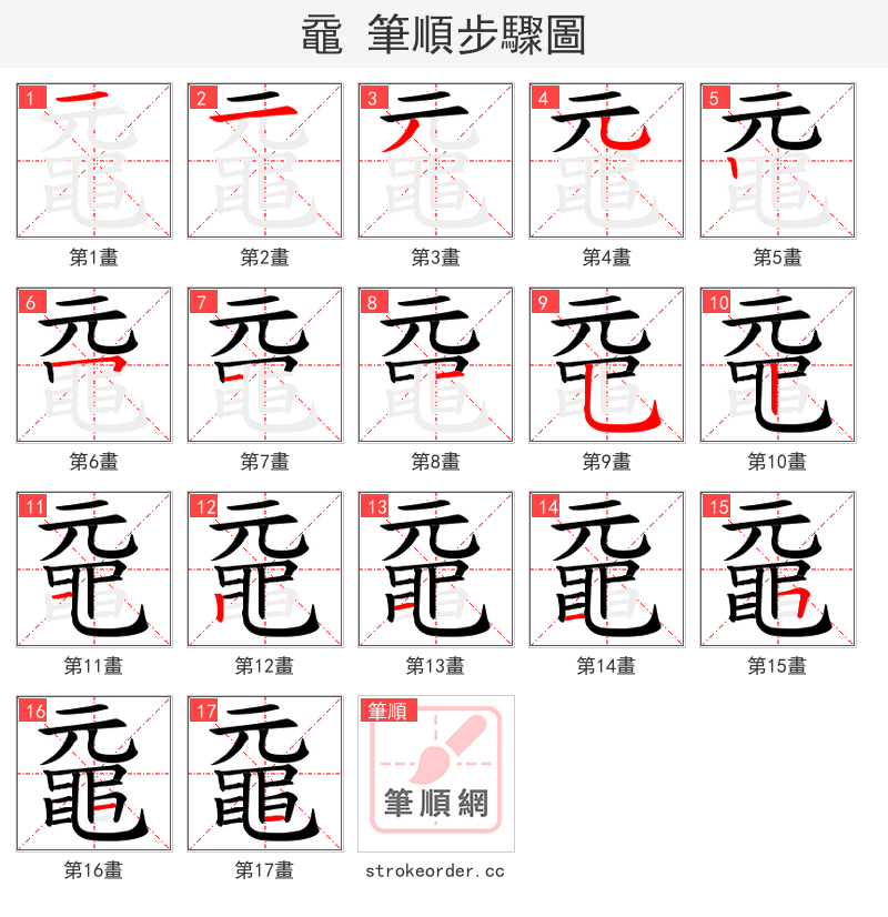 黿 的笔顺分步演示