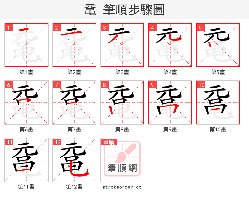 鼋 的笔顺分步演示