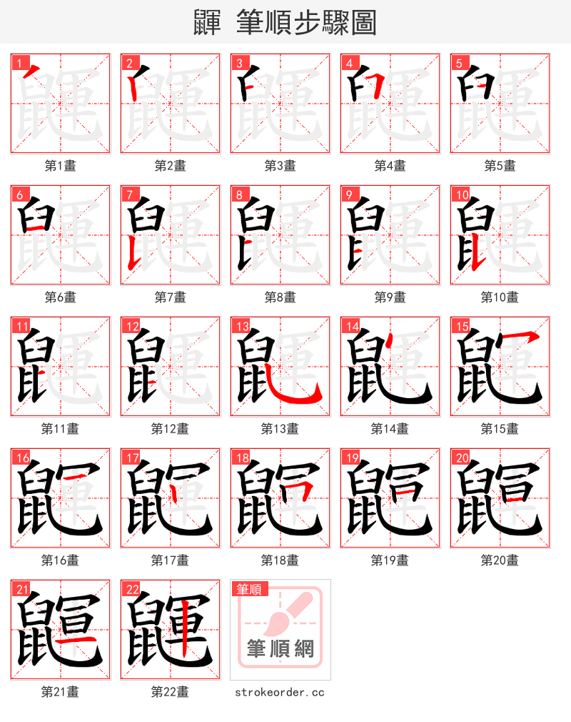 鼲 的笔顺分步演示