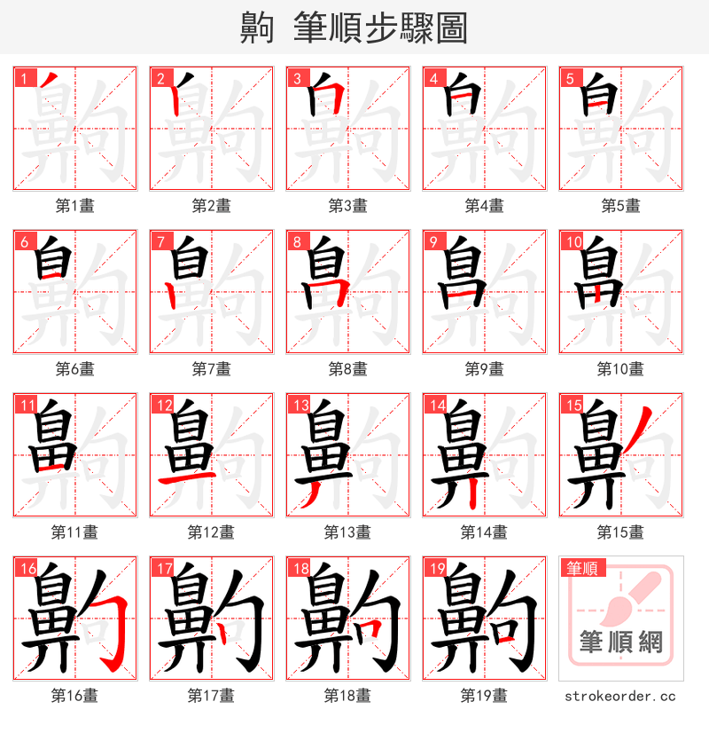 齁 的笔顺分步演示