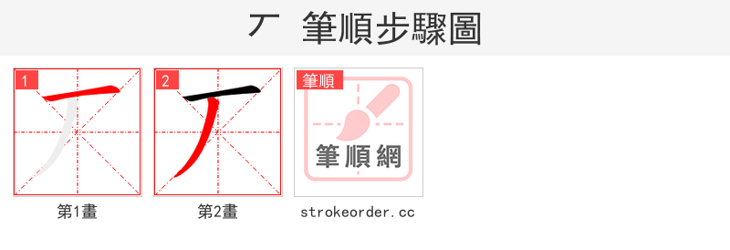 丆 的笔顺分步演示（一笔一画写字）