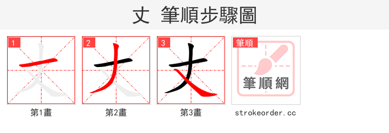 丈 的笔顺分步演示（一笔一画写字）