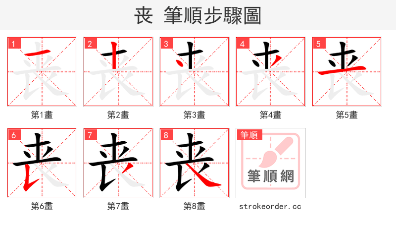 丧 的笔顺分步演示（一笔一画写字）