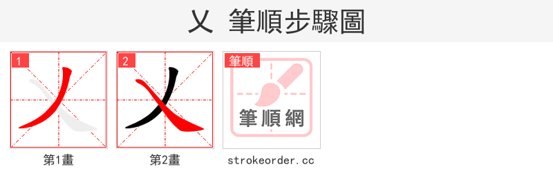 乂 的笔顺分步演示（一笔一画写字）