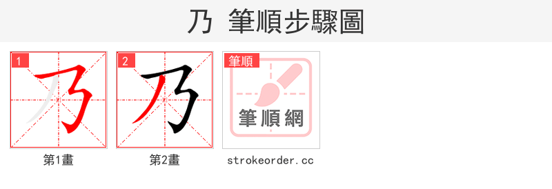 乃 的笔顺分步演示（一笔一画写字）