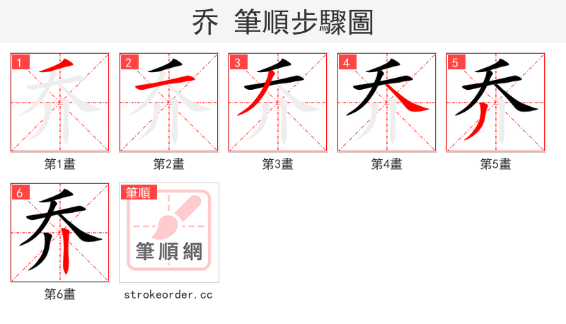 stroke order steps of 乔