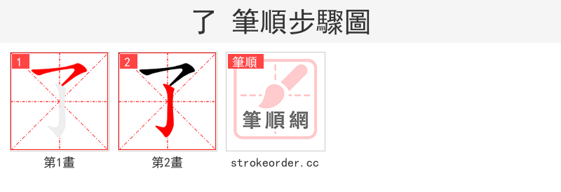 了 的笔顺分步演示（一笔一画写字）