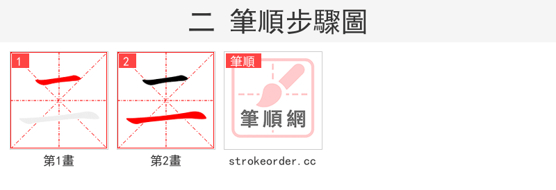 二 的笔顺分步演示（一笔一画写字）