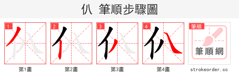 仈 的笔顺分步演示（一笔一画写字）