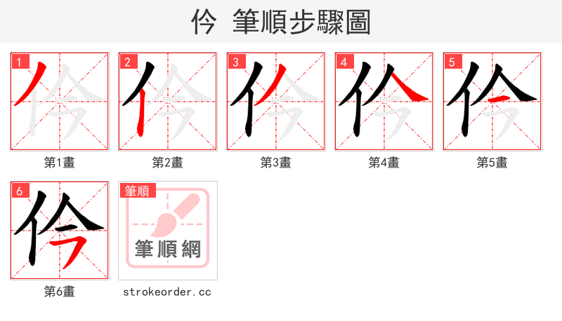 仱 的笔顺分步演示（一笔一画写字）