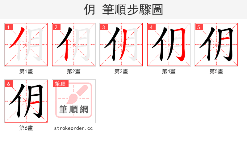 仴 的笔顺分步演示（一笔一画写字）