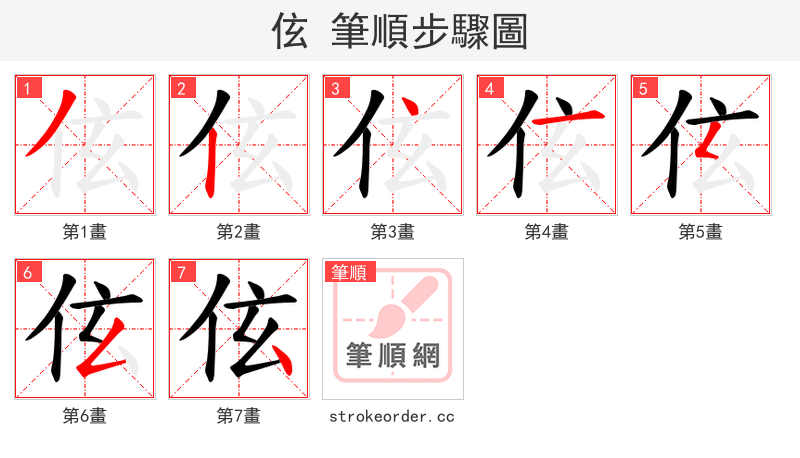 伭 的笔顺分步演示（一笔一画写字）