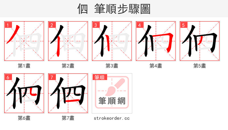 伵 的笔顺分步演示（一笔一画写字）