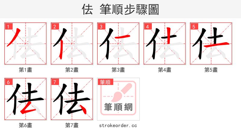 佉 的笔顺分步演示（一笔一画写字）