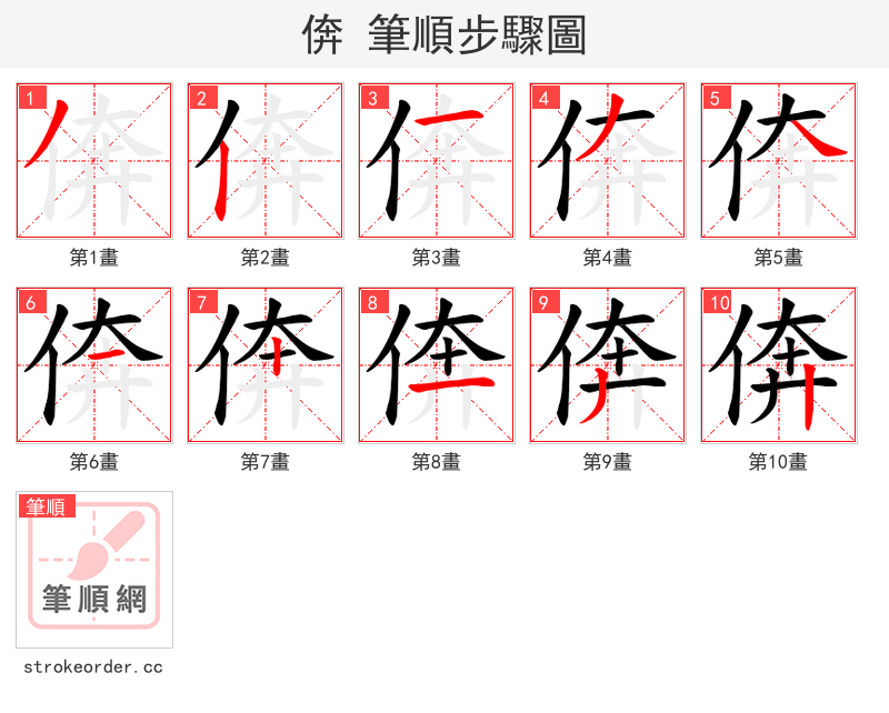 倴 的笔顺分步演示（一笔一画写字）