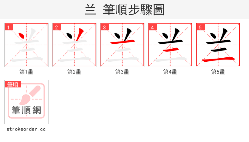 兰 的笔顺分步演示（一笔一画写字）