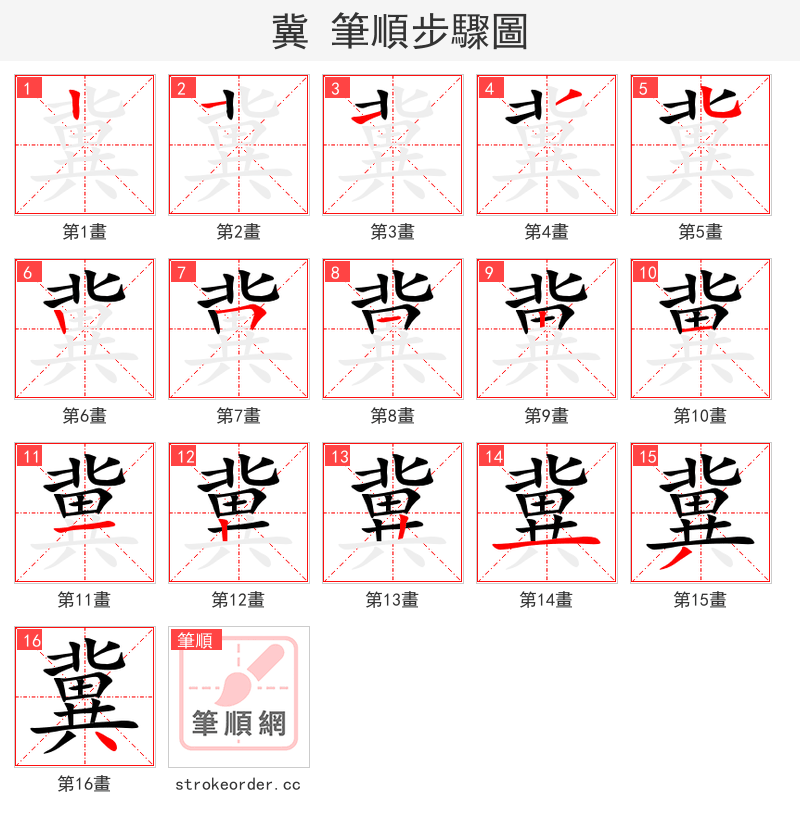 stroke order steps of 冀