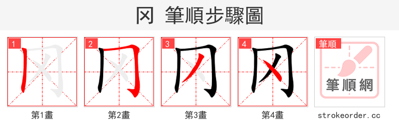 stroke order steps of 冈