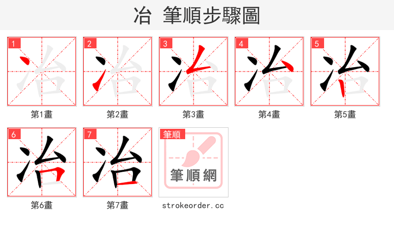 stroke order steps of 冶