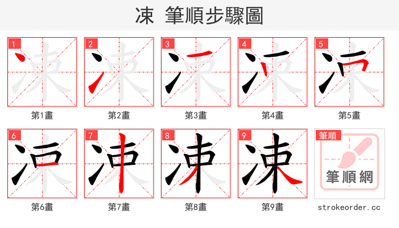 凁 的笔顺分步演示（一笔一画写字）