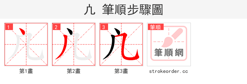 凣 的笔顺分步演示（一笔一画写字）