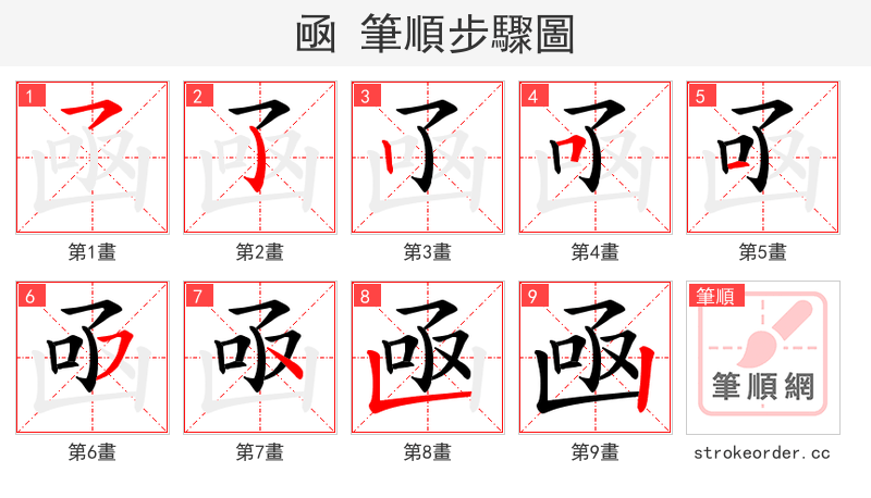 凾 的笔顺分步演示（一笔一画写字）