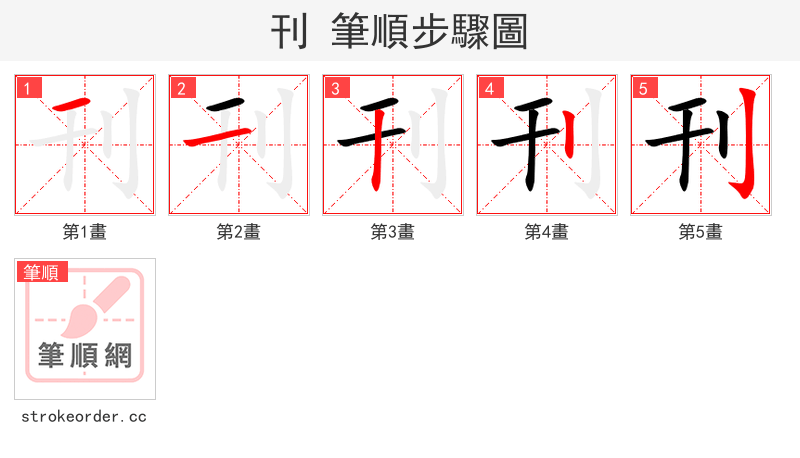 刊 的笔顺分步演示（一笔一画写字）