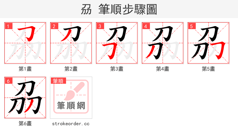 刕 的笔顺分步演示（一笔一画写字）