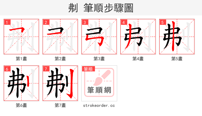 刜 的笔顺分步演示（一笔一画写字）