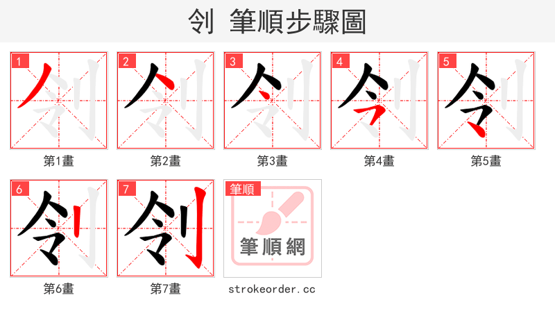 刢 的笔顺分步演示（一笔一画写字）