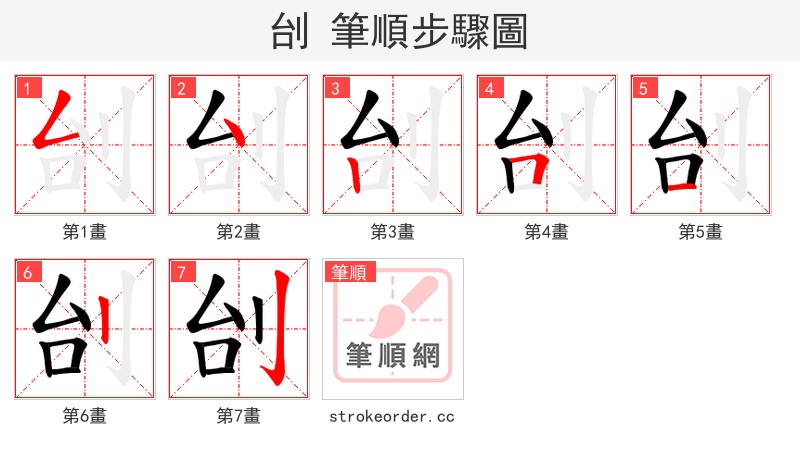刣 的笔顺分步演示（一笔一画写字）
