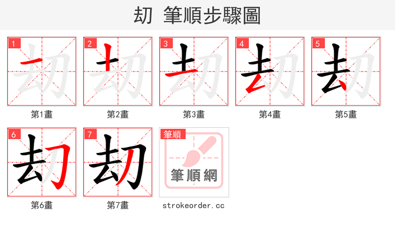刧 的笔顺分步演示（一笔一画写字）