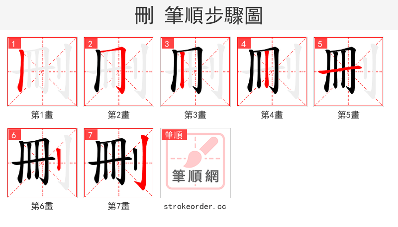 刪 的笔顺分步演示（一笔一画写字）