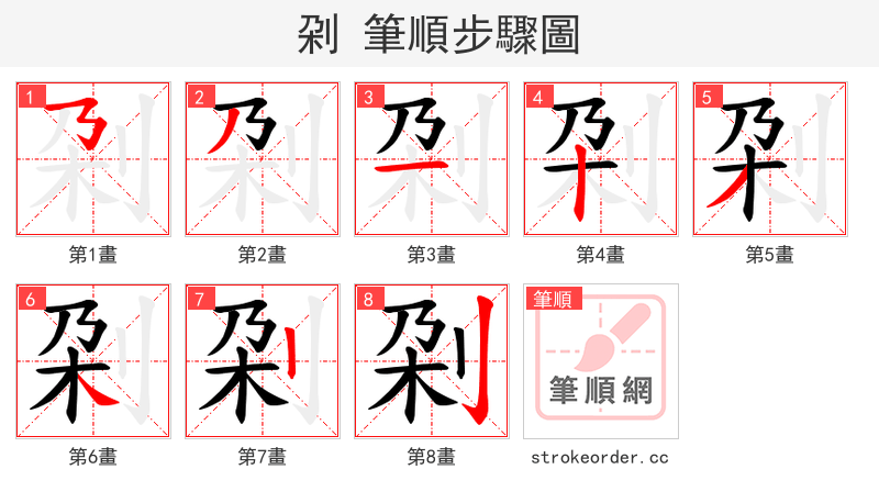刴 的笔顺分步演示（一笔一画写字）