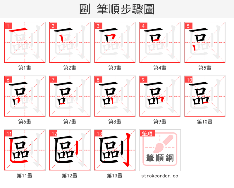 剾 的笔顺分步演示（一笔一画写字）