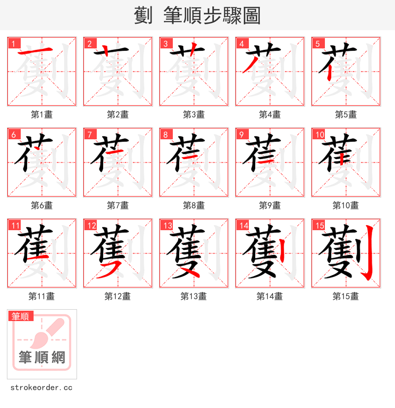 劐 的笔顺分步演示（一笔一画写字）