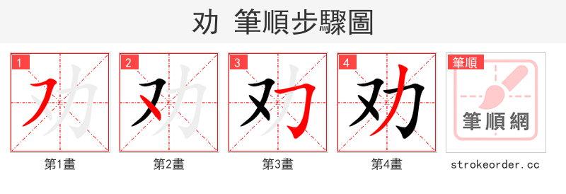 劝 的笔顺分步演示（一笔一画写字）