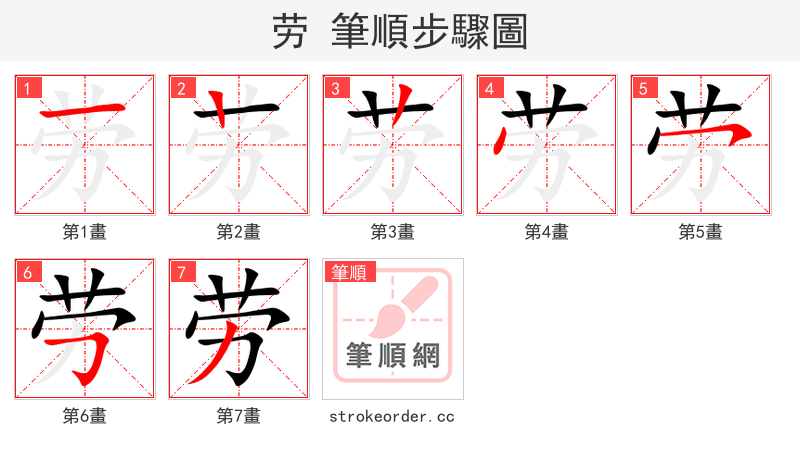 劳 的笔顺分步演示（一笔一画写字）