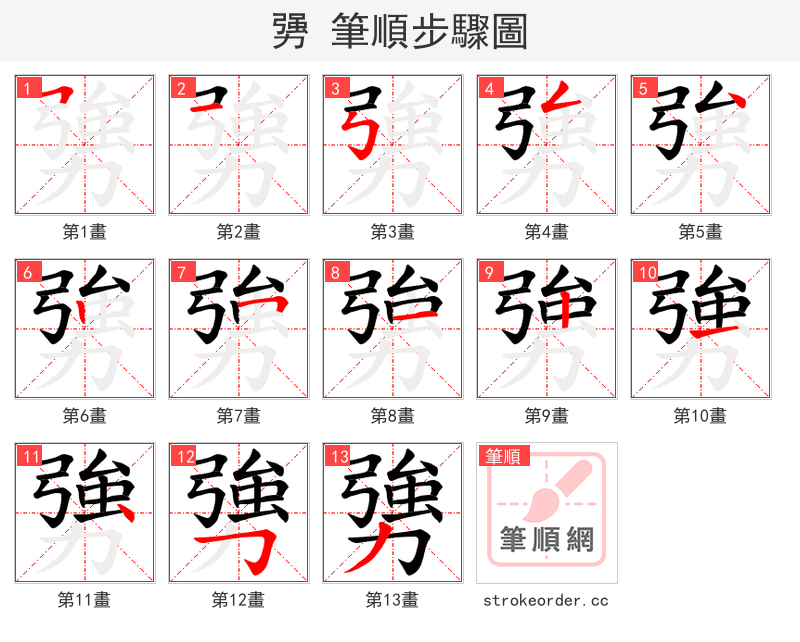 勥 的笔顺分步演示（一笔一画写字）